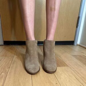 Lucky Brand Taupe Suede Ankle Booties